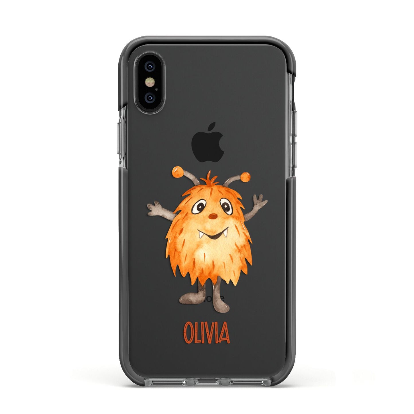 Hairy Halloween Monster Apple iPhone Xs Impact Case Black Edge on Black Phone