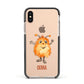 Hairy Halloween Monster Apple iPhone Xs Impact Case Black Edge on Gold Phone