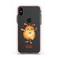 Hairy Halloween Monster Apple iPhone Xs Impact Case Pink Edge on Black Phone