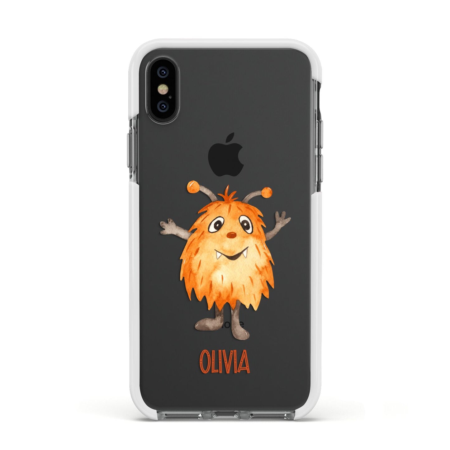Hairy Halloween Monster Apple iPhone Xs Impact Case White Edge on Black Phone