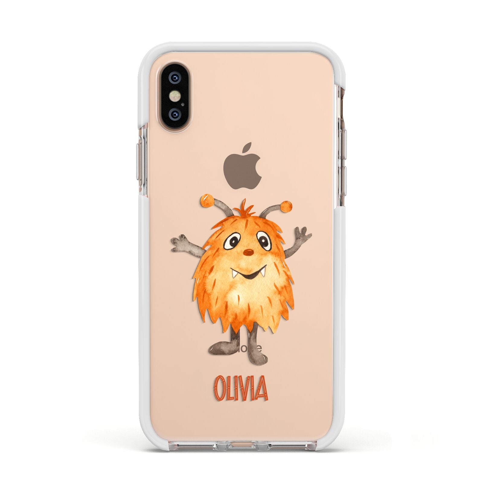 Hairy Halloween Monster Apple iPhone Xs Impact Case White Edge on Gold Phone