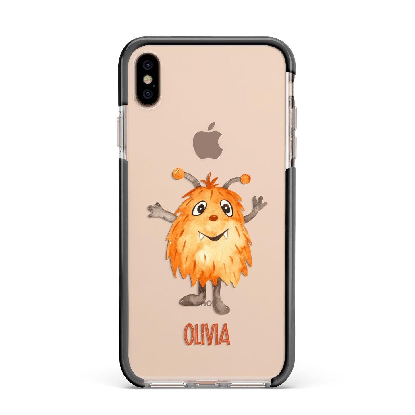 Hairy Halloween Monster Apple iPhone Xs Max Impact Case Black Edge on Gold Phone