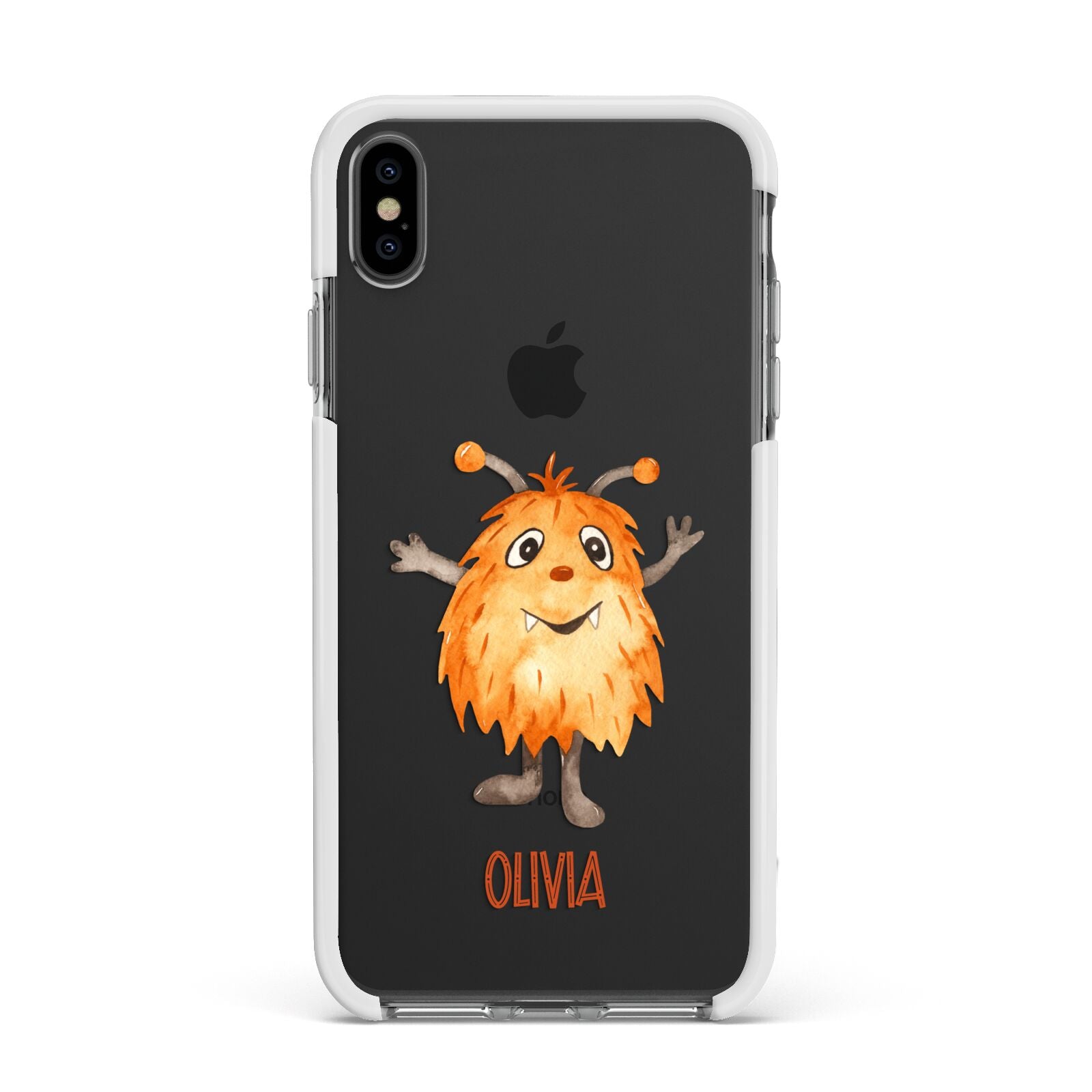 Hairy Halloween Monster Apple iPhone Xs Max Impact Case White Edge on Black Phone