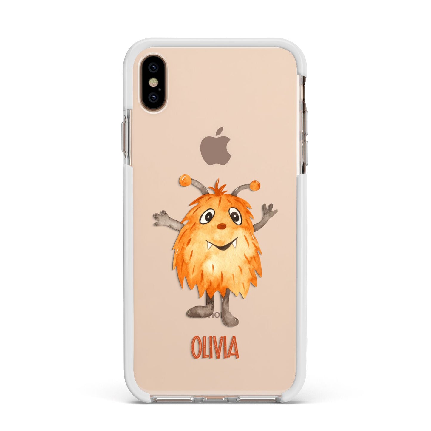 Hairy Halloween Monster Apple iPhone Xs Max Impact Case White Edge on Gold Phone