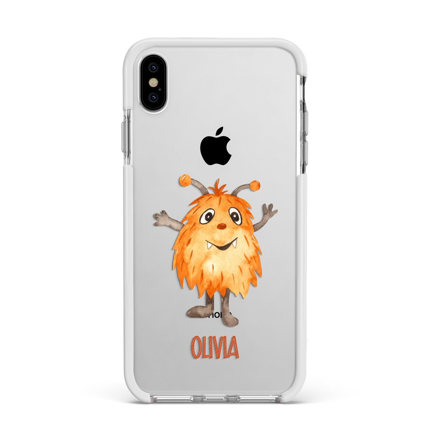 Hairy Halloween Monster Apple iPhone Xs Max Impact Case White Edge on Silver Phone
