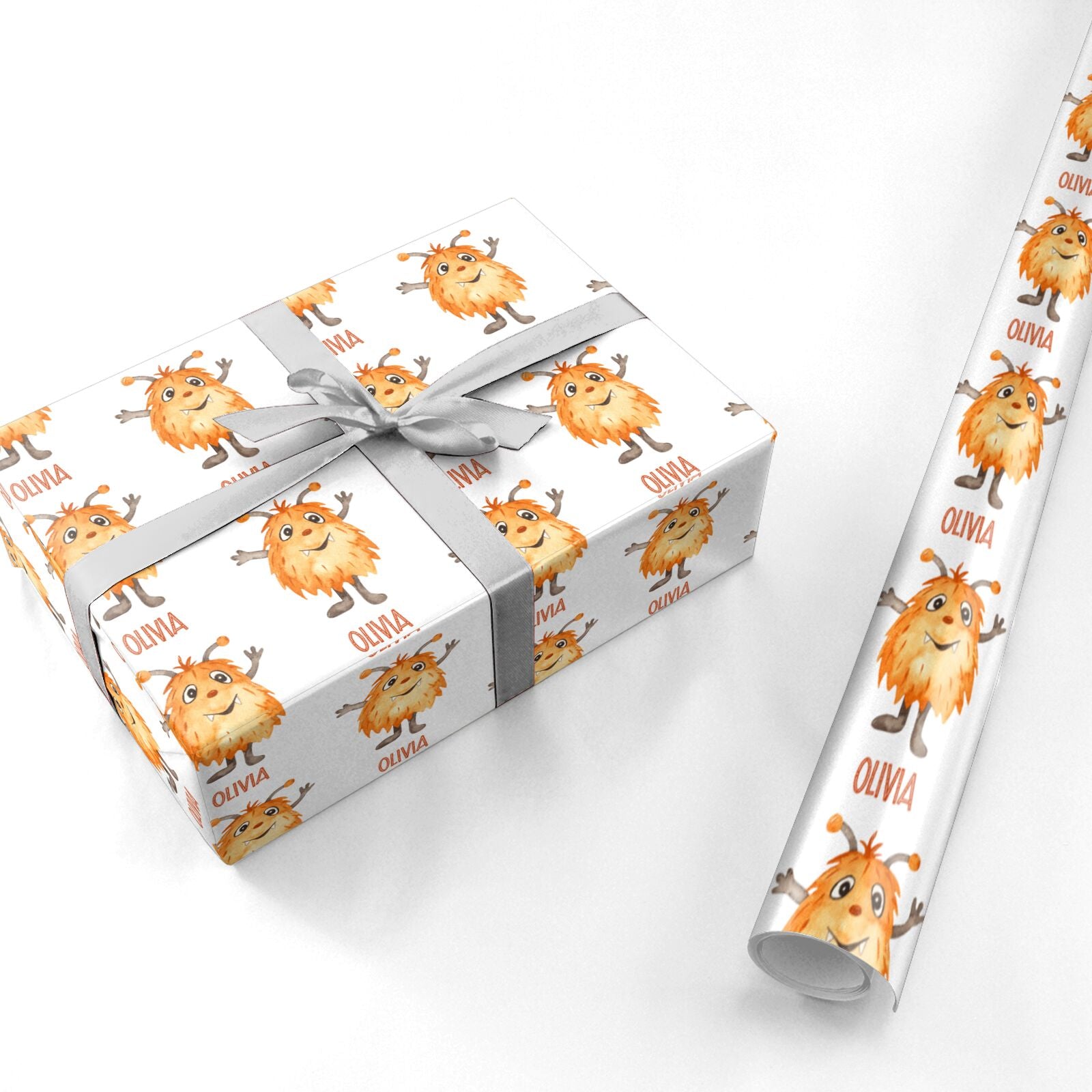 Hairy Halloween Monster Personalised Wrapping Paper