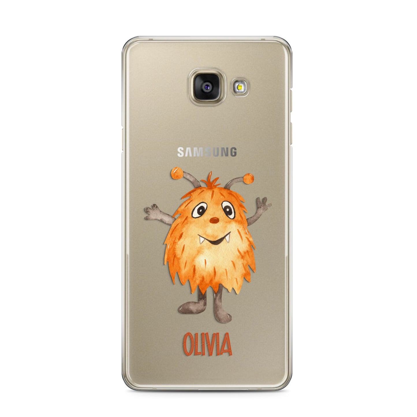 Hairy Halloween Monster Samsung Galaxy A3 2016 Case on gold phone