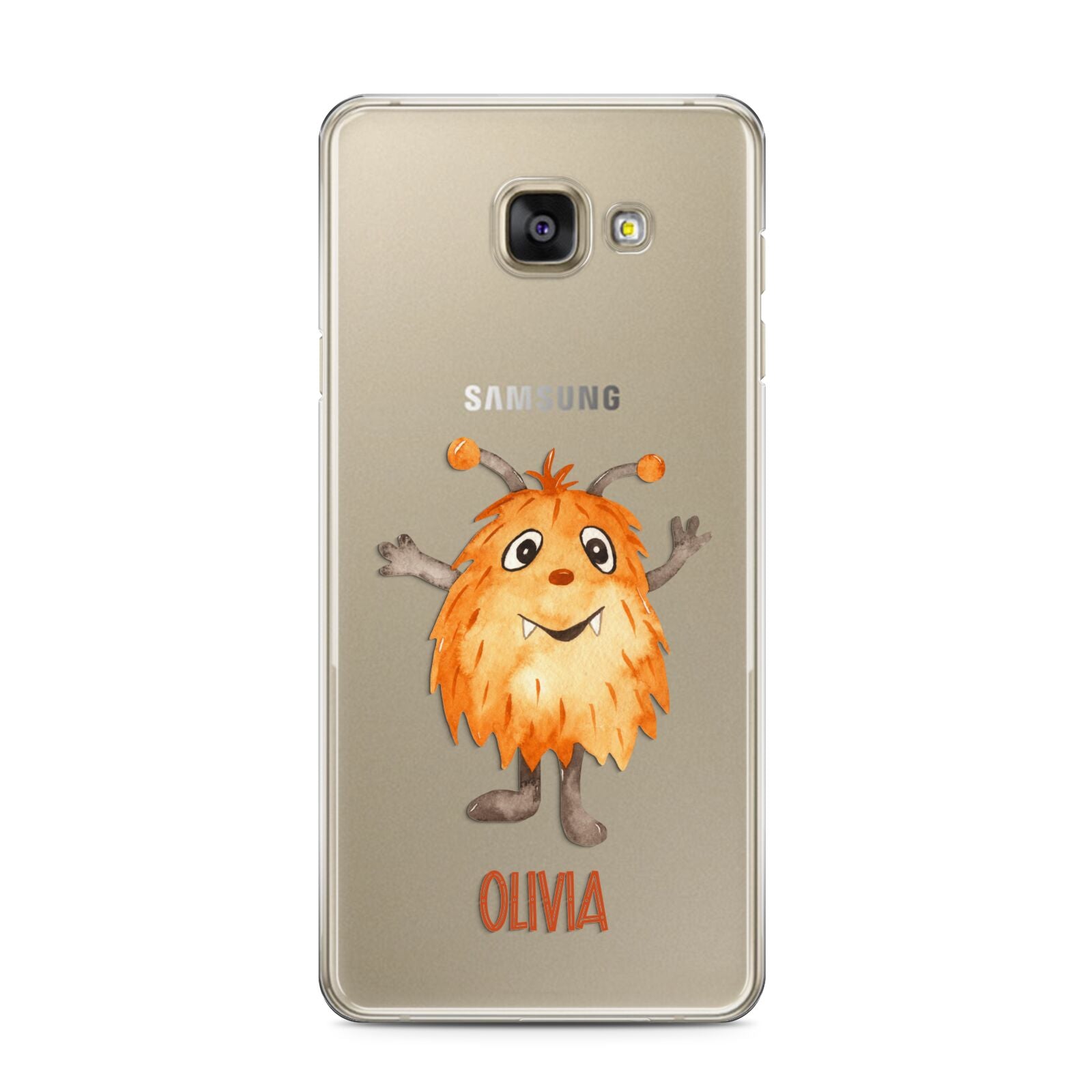 Hairy Halloween Monster Samsung Galaxy A3 2016 Case on gold phone
