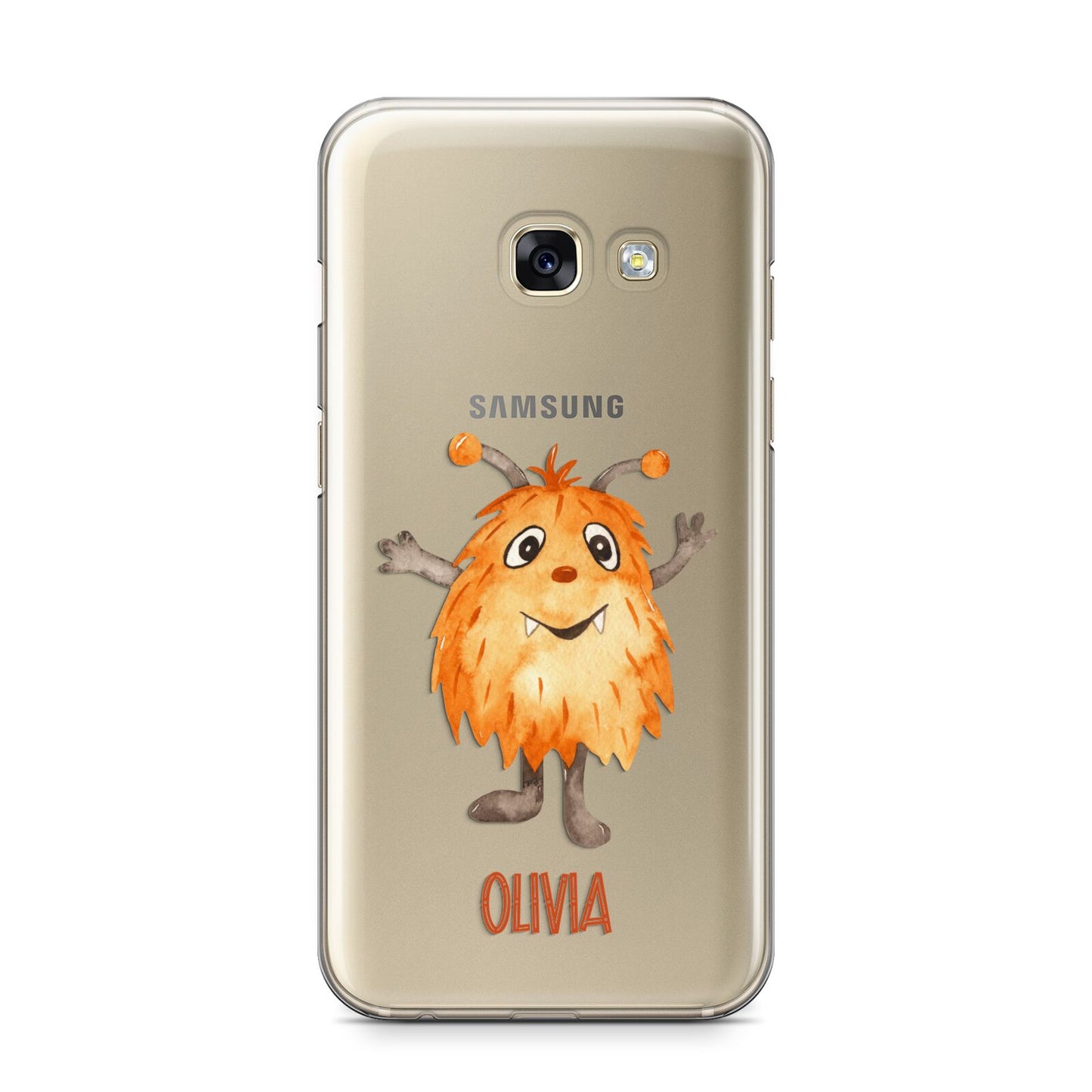 Hairy Halloween Monster Samsung Galaxy A3 2017 Case on gold phone