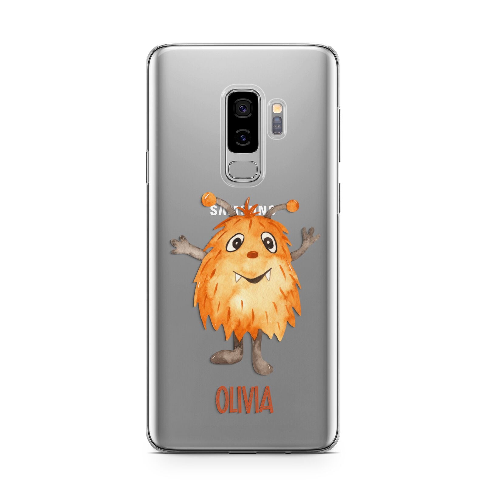 Hairy Halloween Monster Samsung Galaxy S9 Plus Case on Silver phone