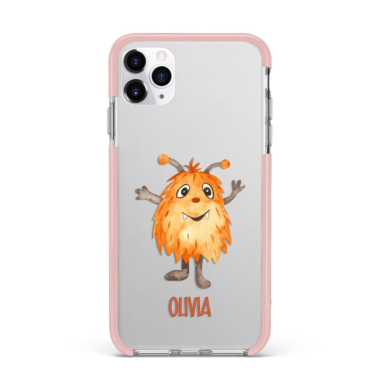 Hairy Halloween Monster iPhone 11 Pro Max Impact Pink Edge Case