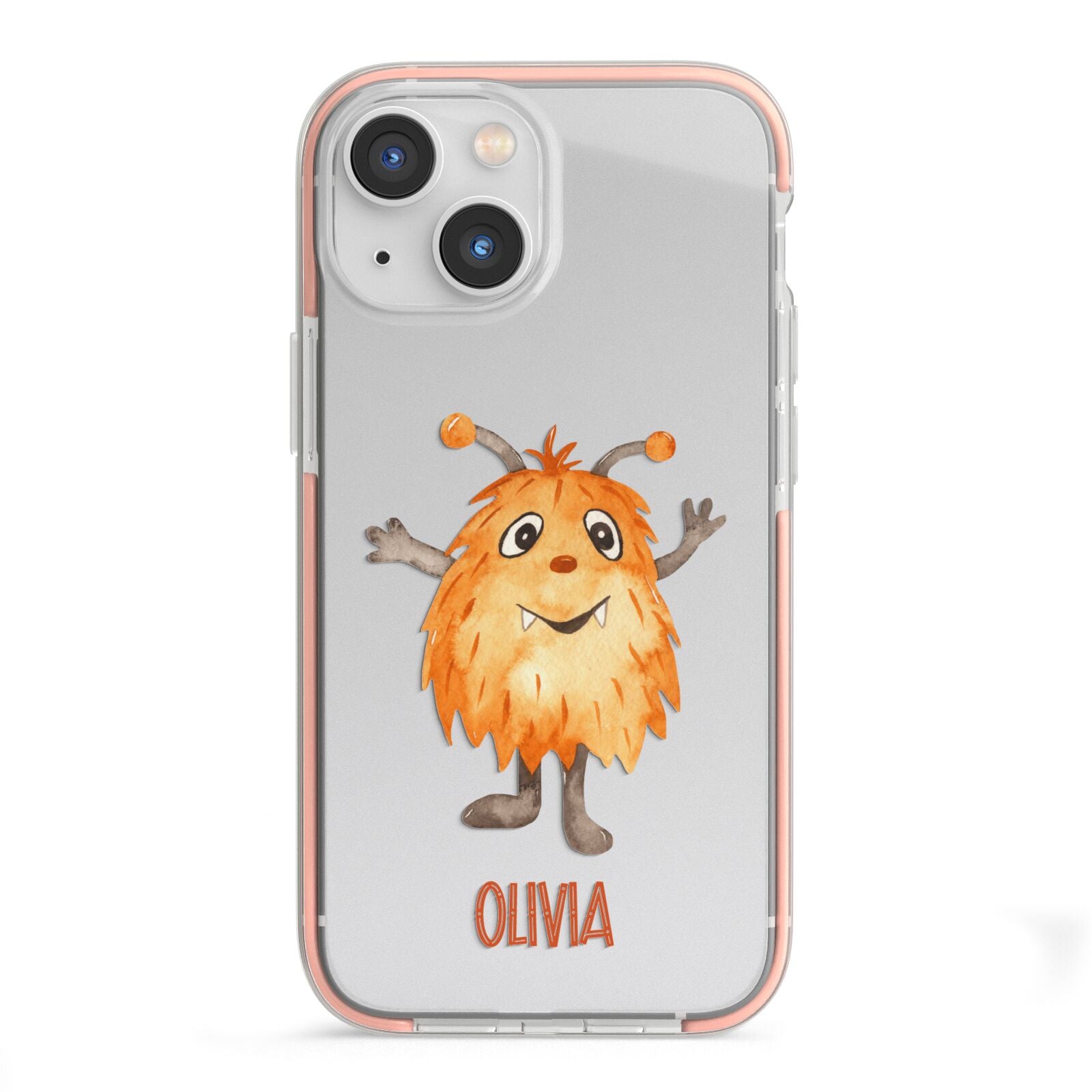 Hairy Halloween Monster iPhone 13 Mini TPU Impact Case with Pink Edges