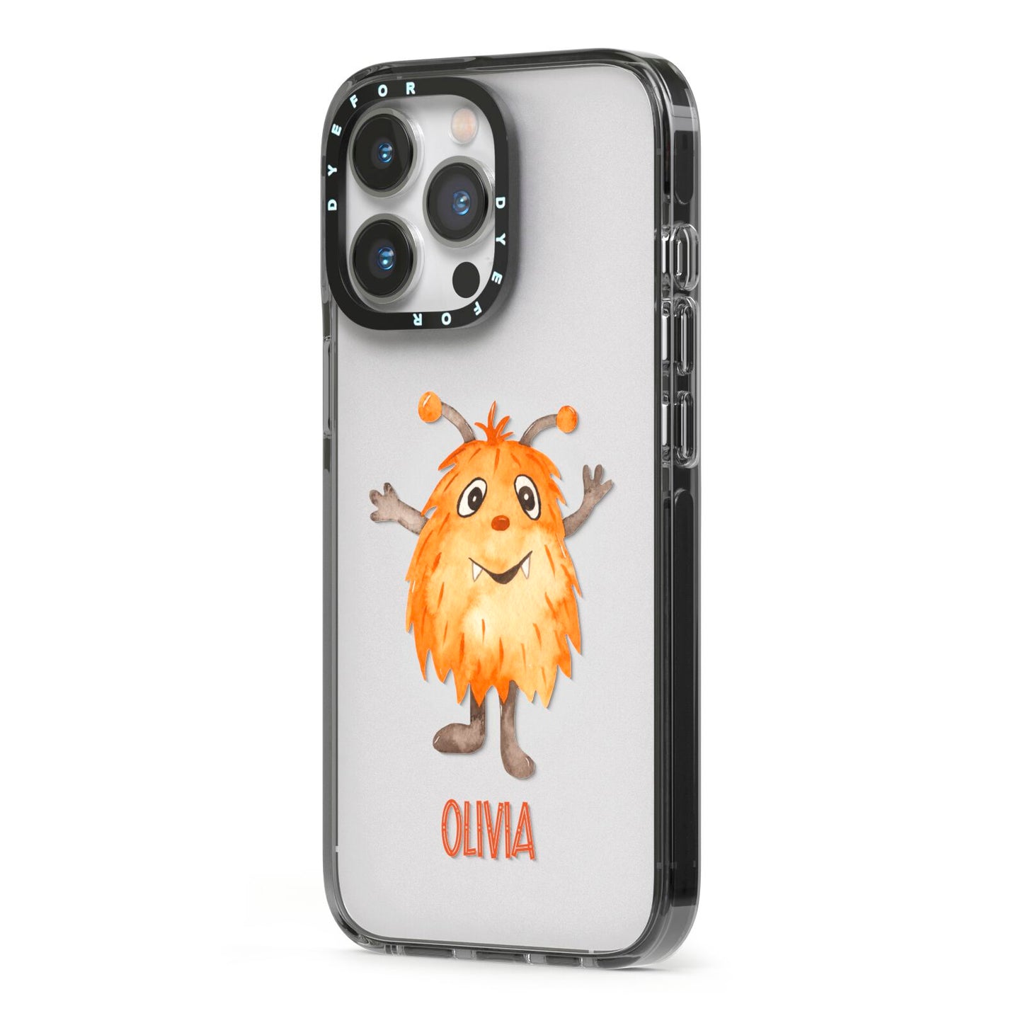Hairy Halloween Monster iPhone 13 Pro Black Impact Case Side Angle on Silver phone