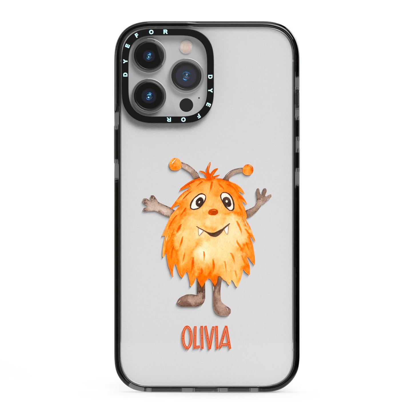 Hairy Halloween Monster iPhone 13 Pro Max Black Impact Case on Silver phone