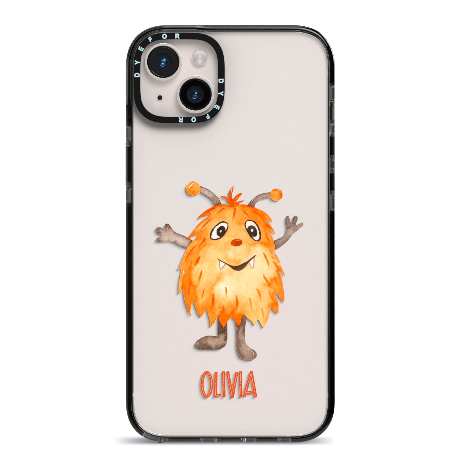 Hairy Halloween Monster iPhone 14 Plus Black Impact Case on Silver phone