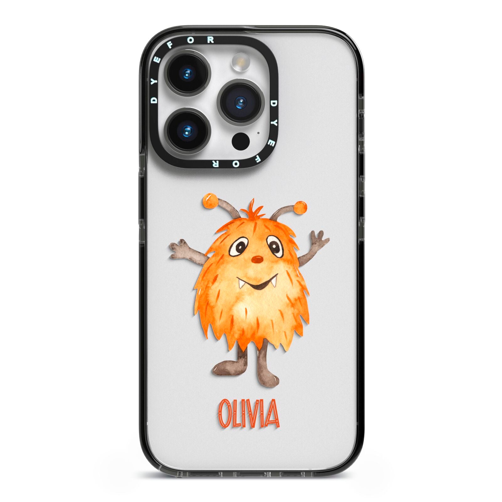 Hairy Halloween Monster iPhone 14 Pro Black Impact Case on Silver phone