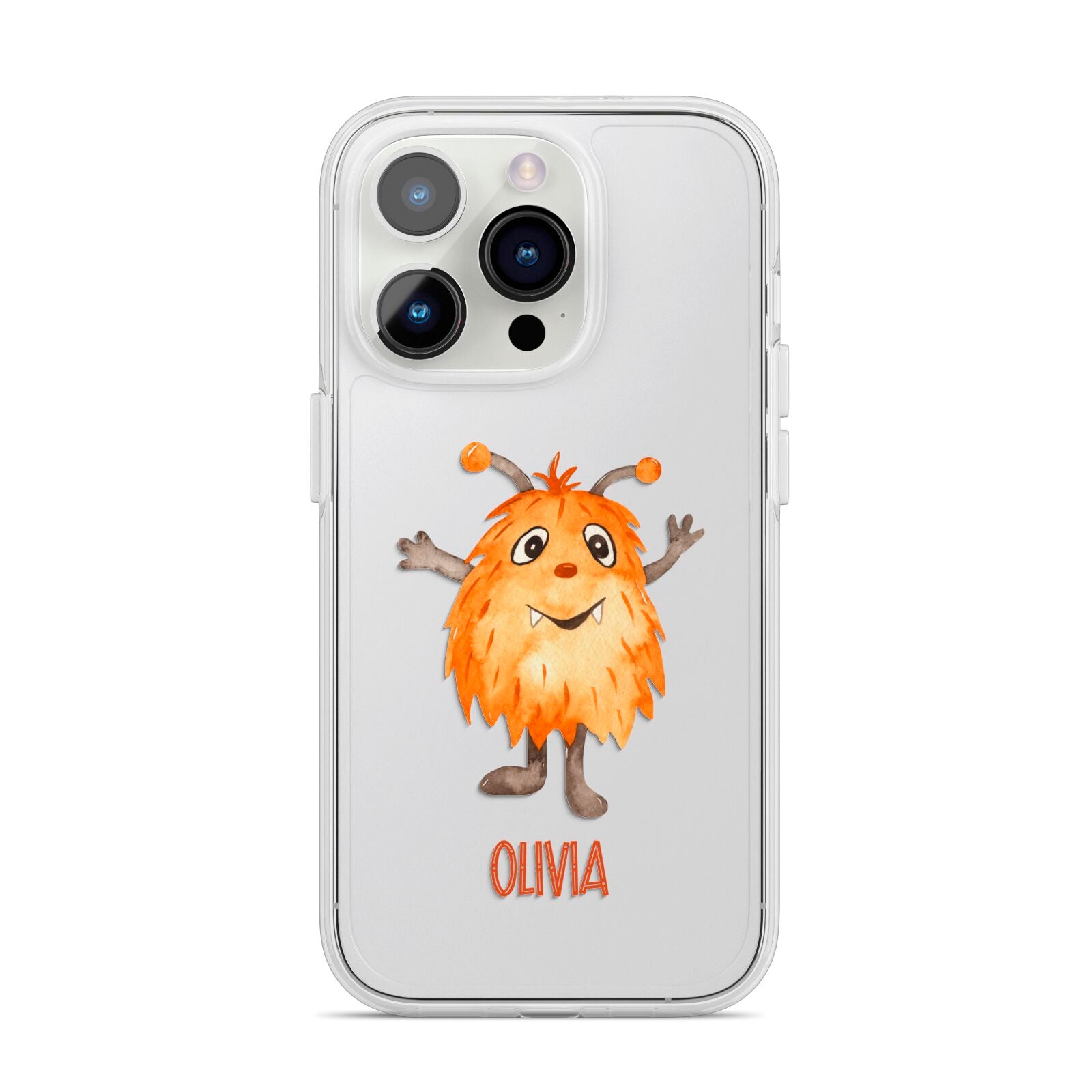 Hairy Halloween Monster iPhone 14 Pro Clear Tough Case Silver