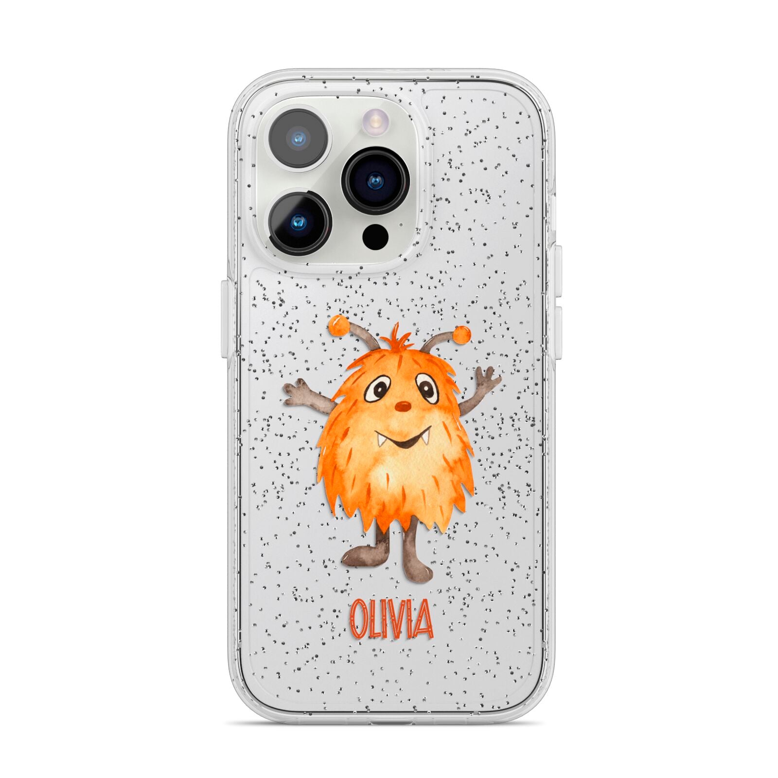Hairy Halloween Monster iPhone 14 Pro Glitter Tough Case Silver