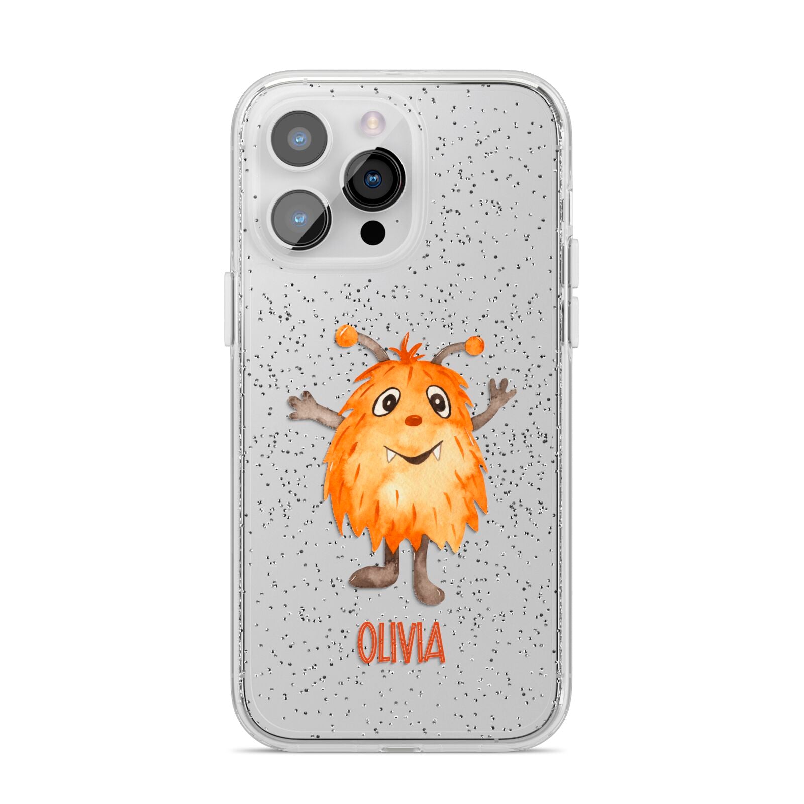 Hairy Halloween Monster iPhone 14 Pro Max Glitter Tough Case Silver