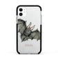 Halloween Bat Apple iPhone 11 in White with Black Impact Case
