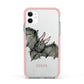 Halloween Bat Apple iPhone 11 in White with Pink Impact Case