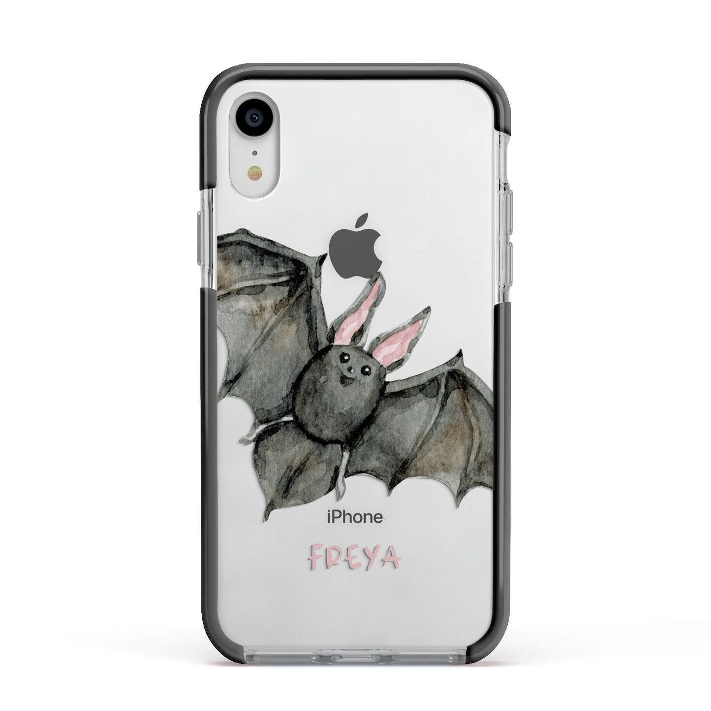 Halloween Bat Apple iPhone XR Impact Case Black Edge on Silver Phone