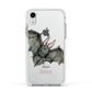 Halloween Bat Apple iPhone XR Impact Case White Edge on Silver Phone