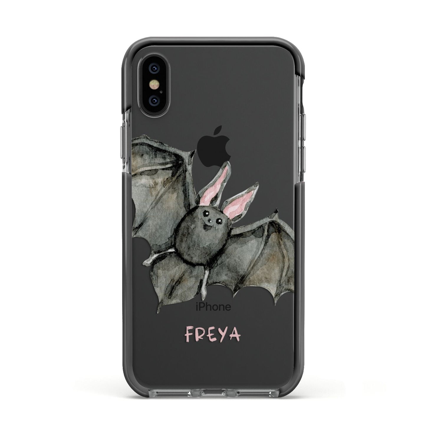 Halloween Bat Apple iPhone Xs Impact Case Black Edge on Black Phone