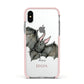 Halloween Bat Apple iPhone Xs Impact Case Pink Edge on Silver Phone