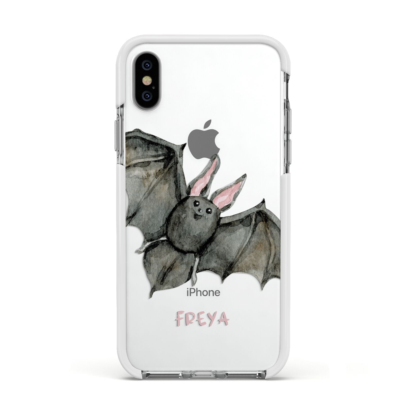 Halloween Bat Apple iPhone Xs Impact Case White Edge on Silver Phone