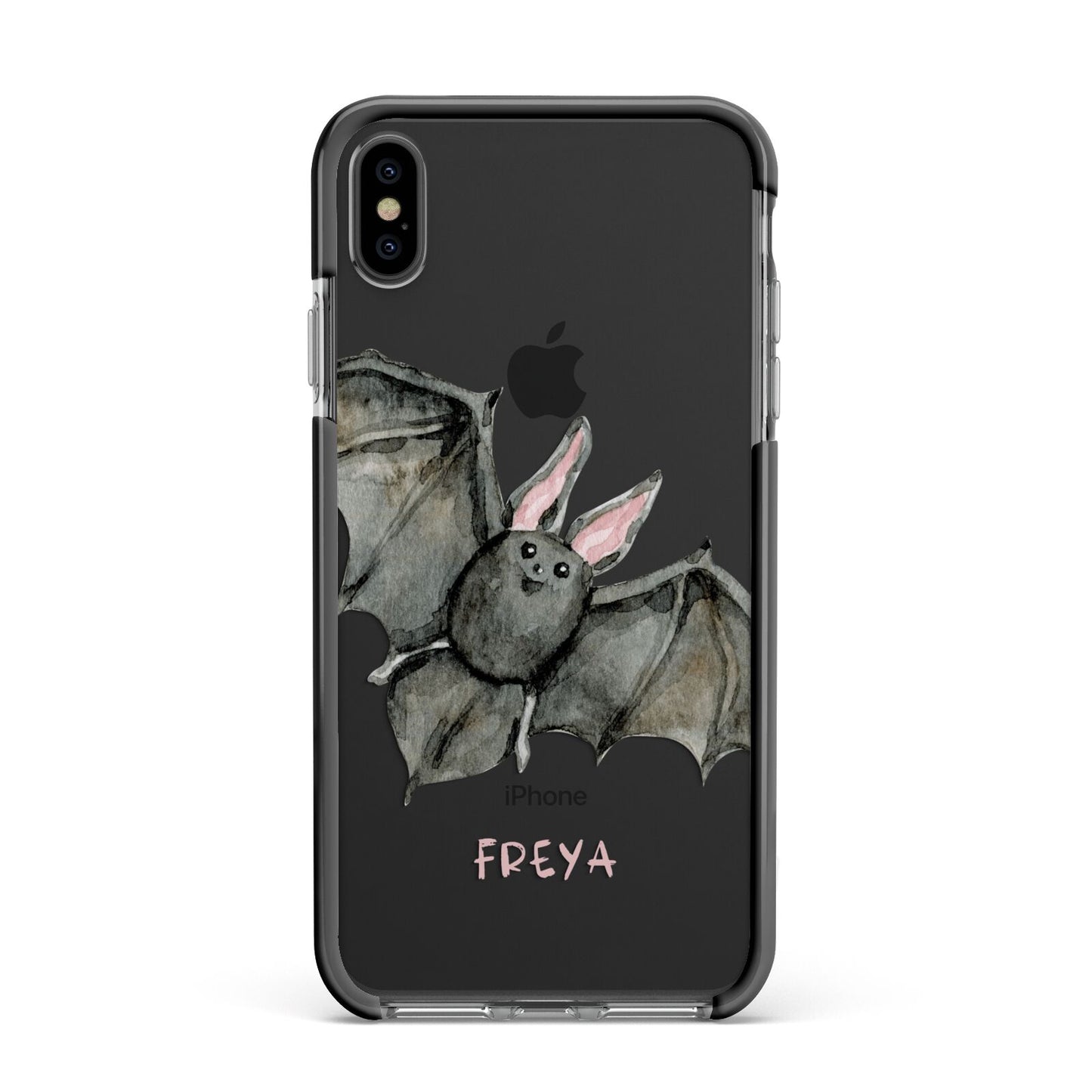 Halloween Bat Apple iPhone Xs Max Impact Case Black Edge on Black Phone