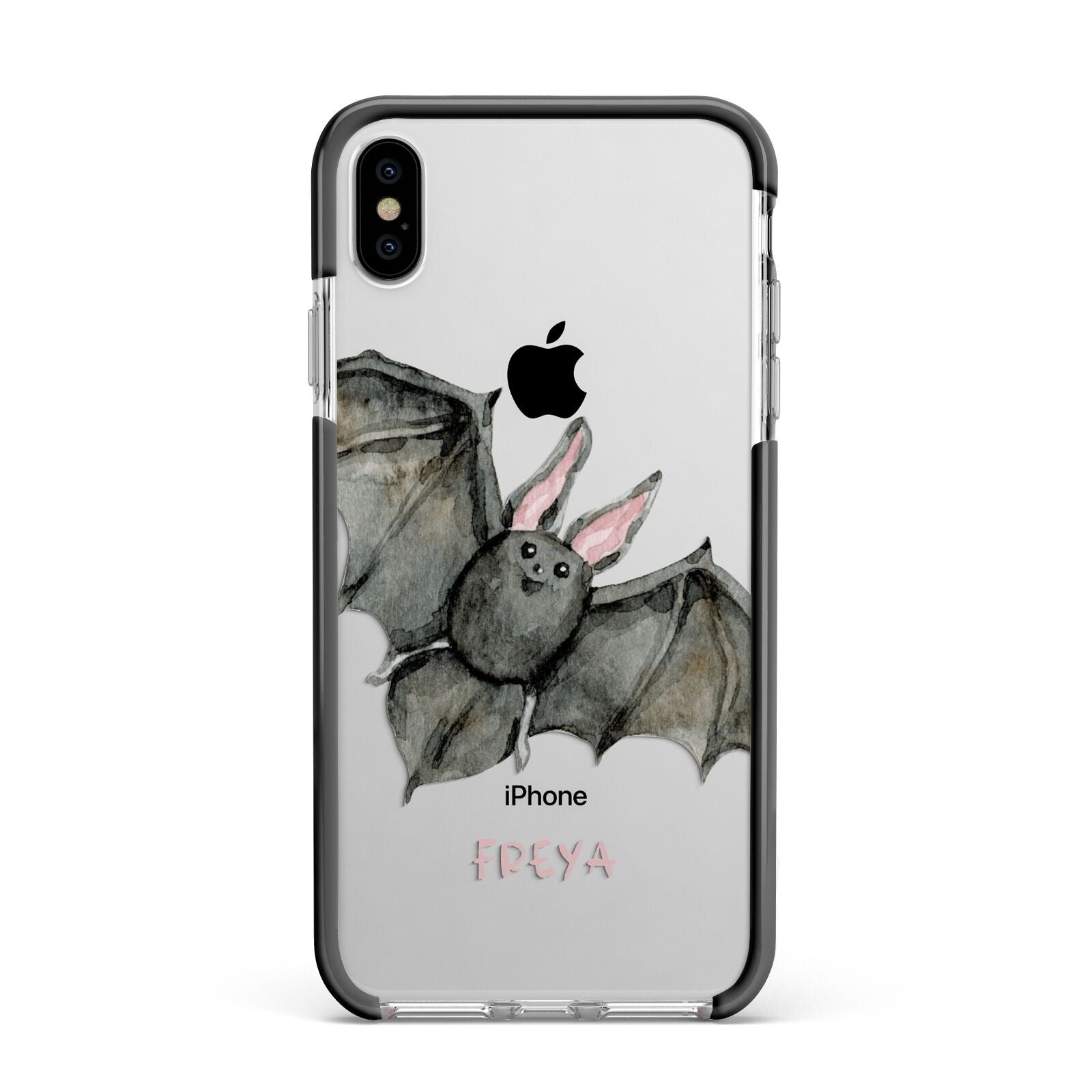 Halloween Bat Apple iPhone Xs Max Impact Case Black Edge on Silver Phone