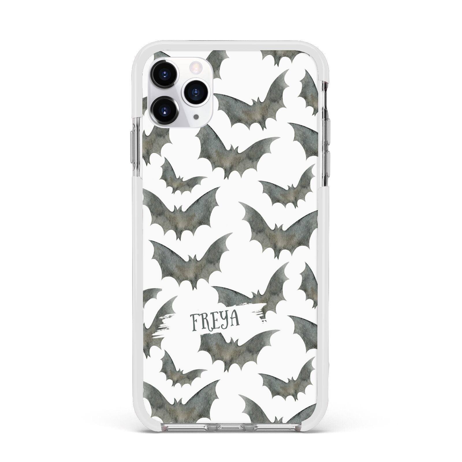 Halloween Bat Cloud Apple iPhone 11 Pro Max in Silver with White Impact Case