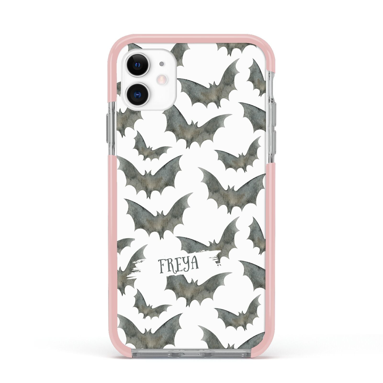 Halloween Bat Cloud Apple iPhone 11 in White with Pink Impact Case