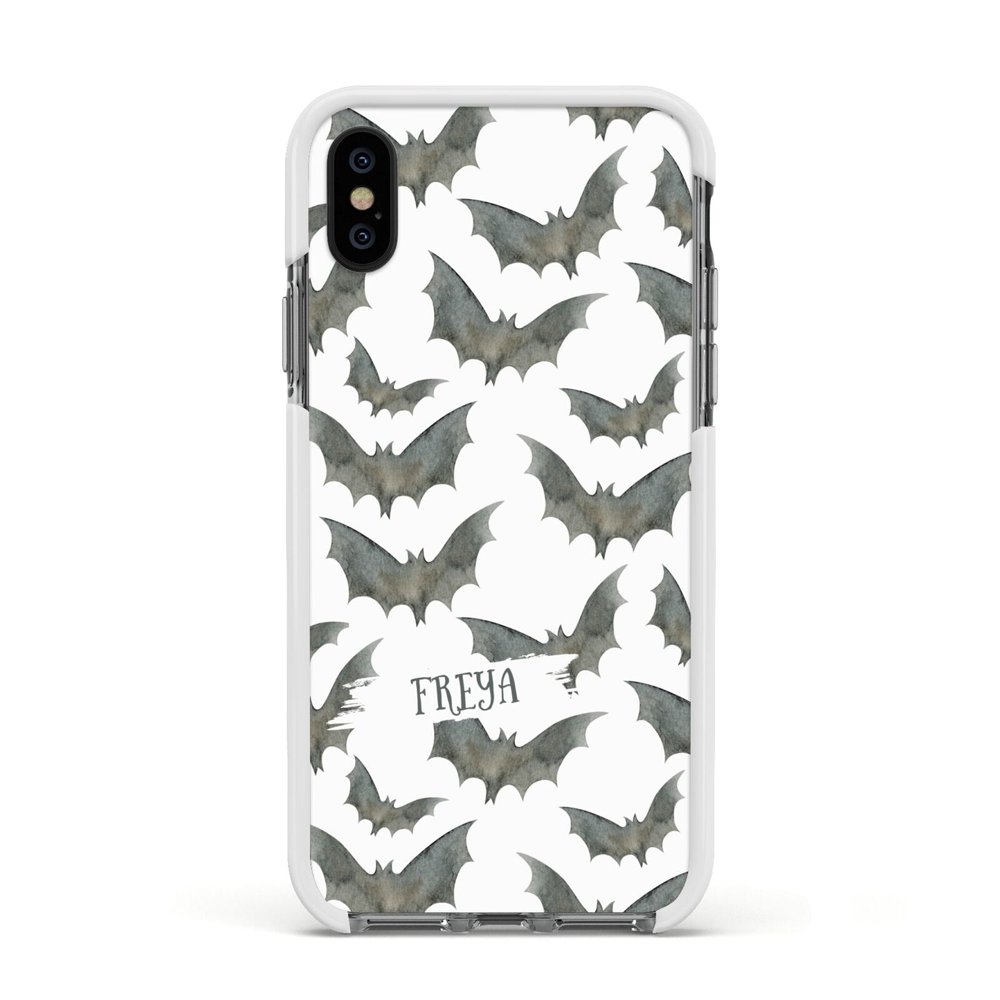 Halloween Bat Cloud Apple iPhone Xs Impact Case White Edge on Black Phone