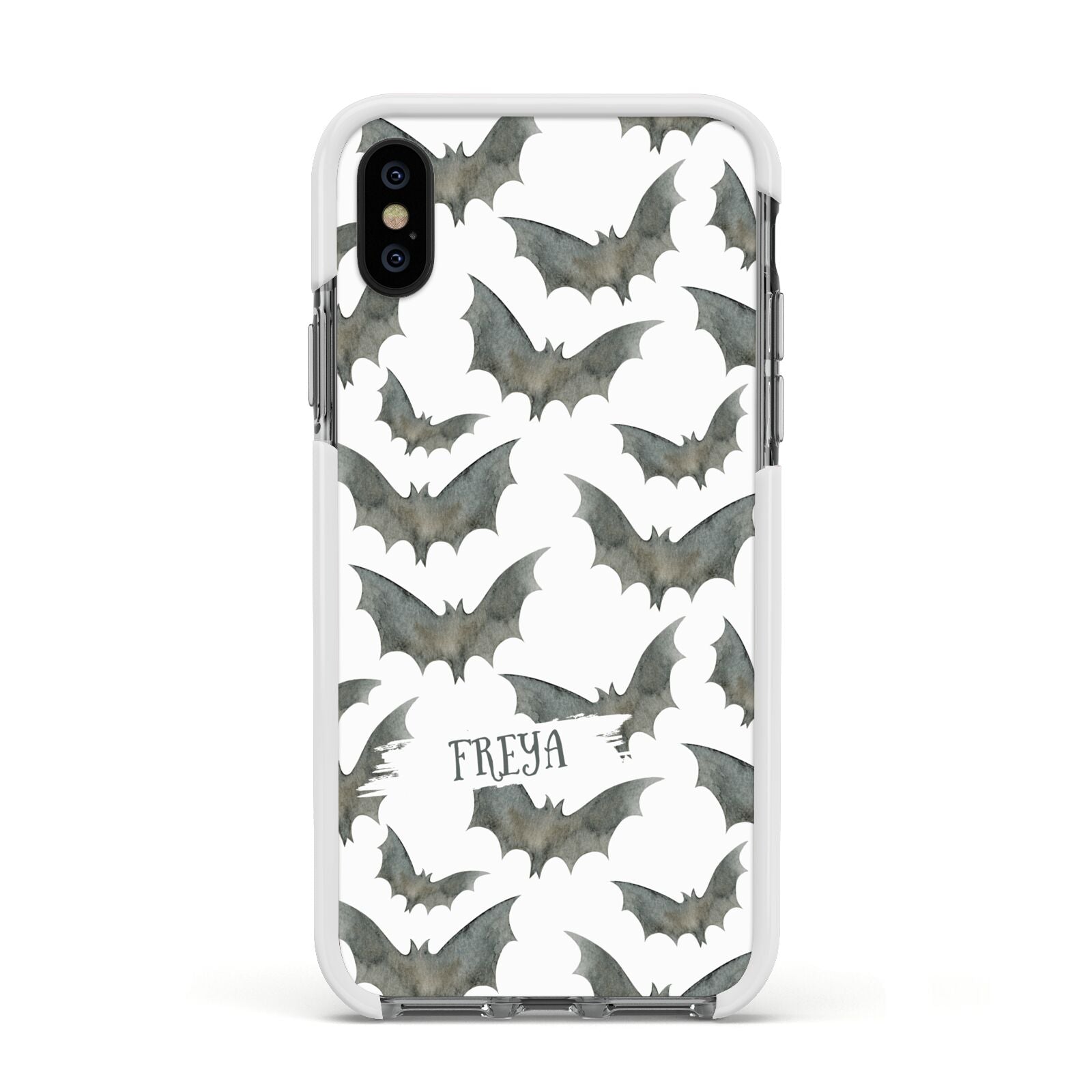 Halloween Bat Cloud Apple iPhone Xs Impact Case White Edge on Black Phone