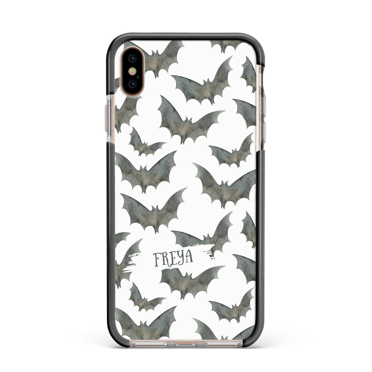 Halloween Bat Cloud Apple iPhone Xs Max Impact Case Black Edge on Gold Phone