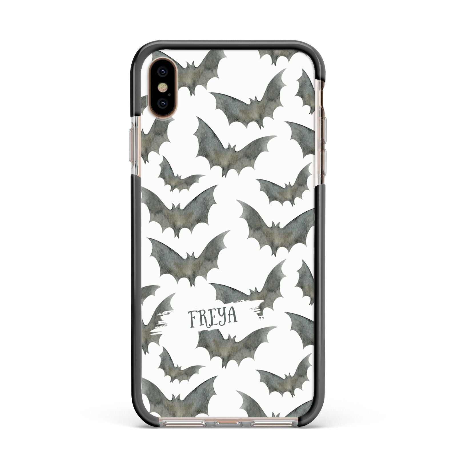 Halloween Bat Cloud Apple iPhone Xs Max Impact Case Black Edge on Gold Phone