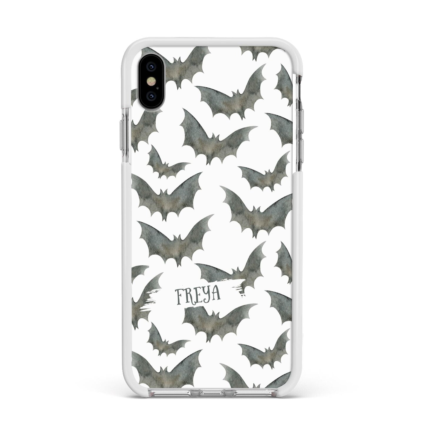 Halloween Bat Cloud Apple iPhone Xs Max Impact Case White Edge on Silver Phone