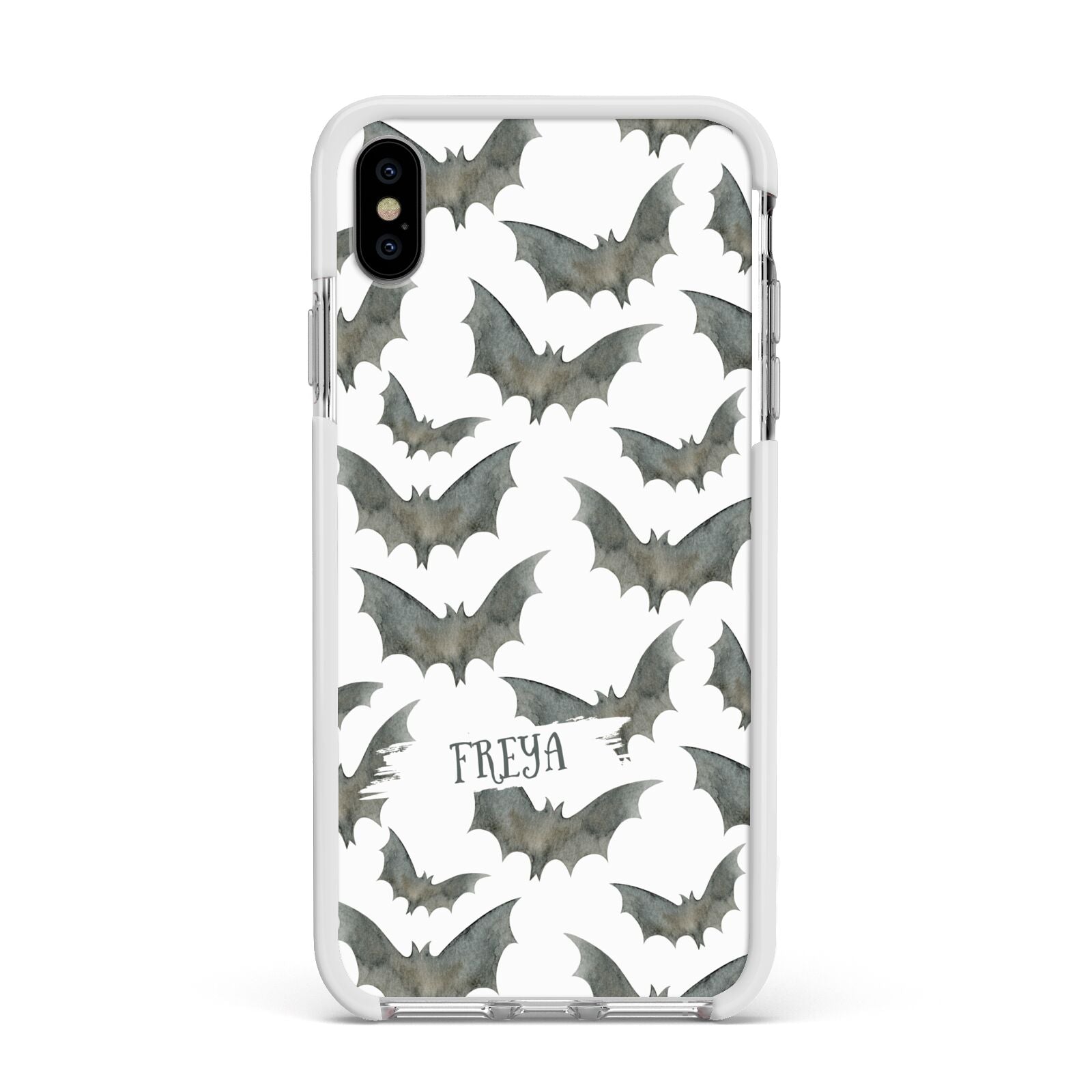 Halloween Bat Cloud Apple iPhone Xs Max Impact Case White Edge on Silver Phone
