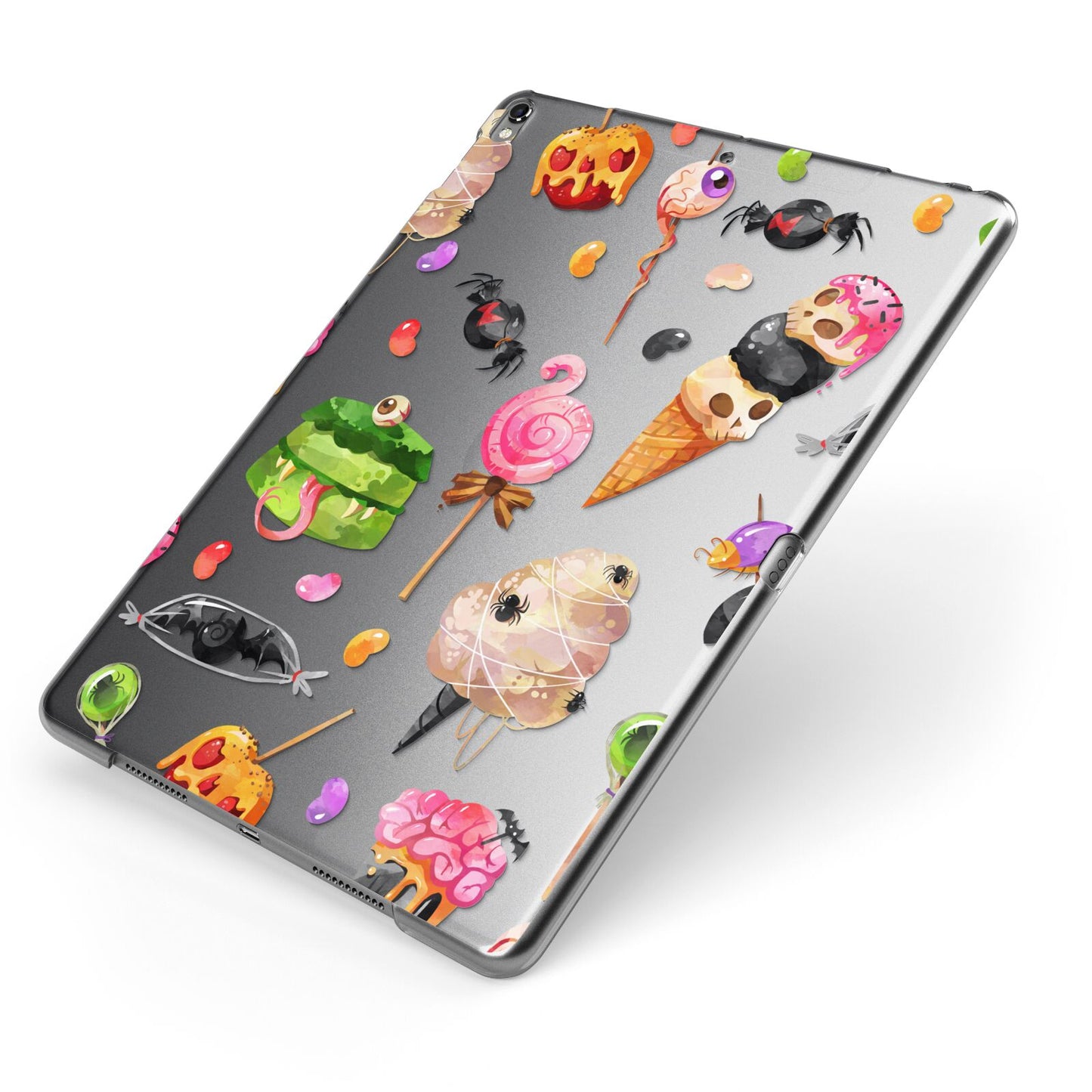 Halloween Cakes and Candy Apple iPad Case on Grey iPad Side View