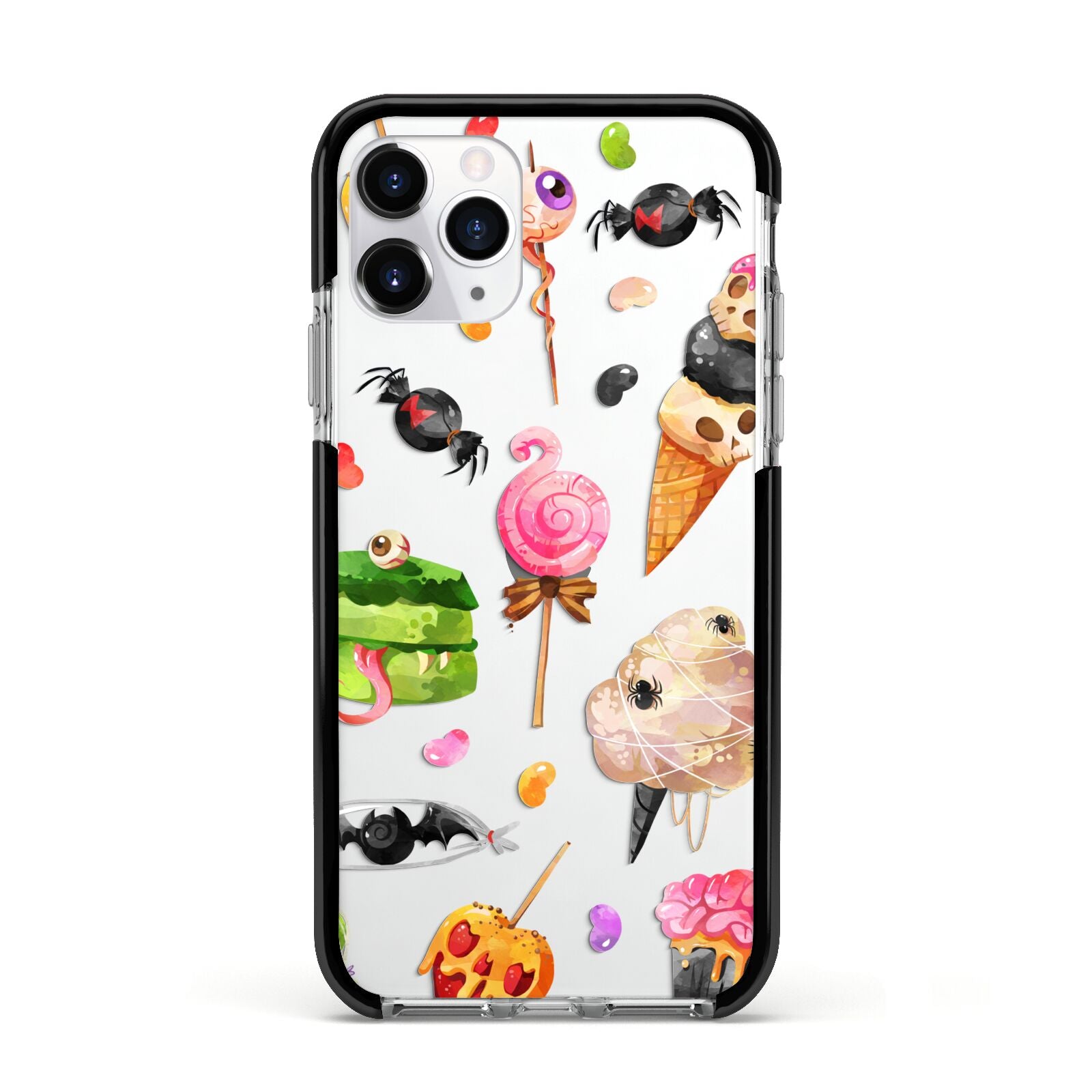 Halloween Cakes and Candy Apple iPhone 11 Pro in Silver with Black Impact Case