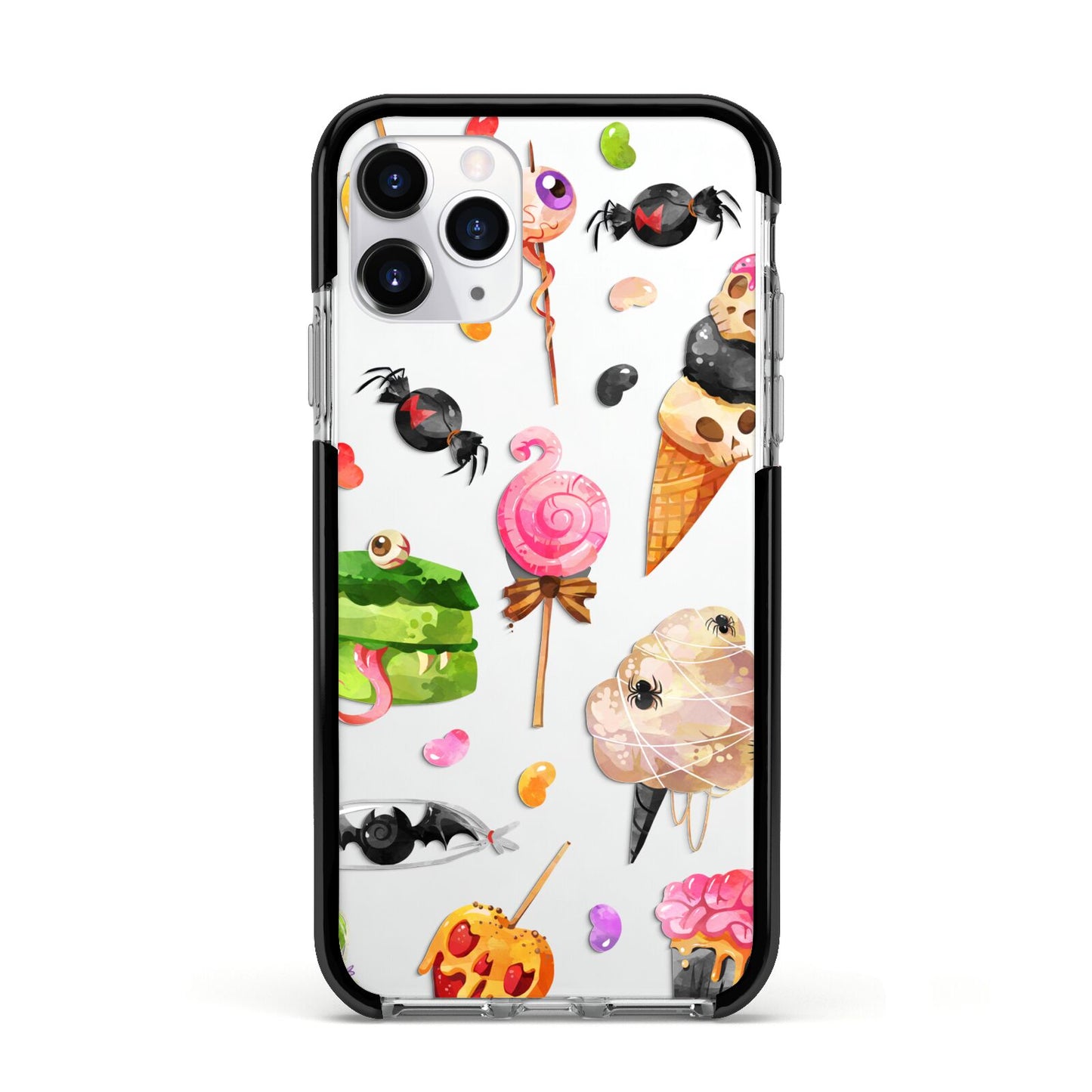 Halloween Cakes and Candy Apple iPhone 11 Pro in Silver with Black Impact Case