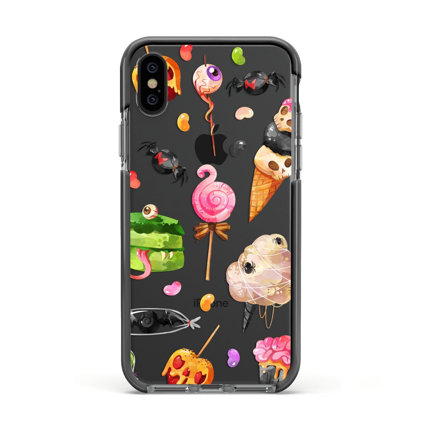 Halloween Cakes and Candy Apple iPhone Xs Impact Case Black Edge on Black Phone