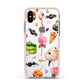 Halloween Cakes and Candy Apple iPhone Xs Impact Case Pink Edge on Silver Phone
