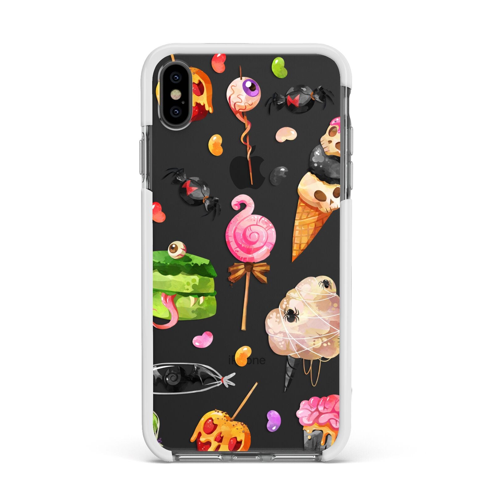 Halloween Cakes and Candy Apple iPhone Xs Max Impact Case White Edge on Black Phone