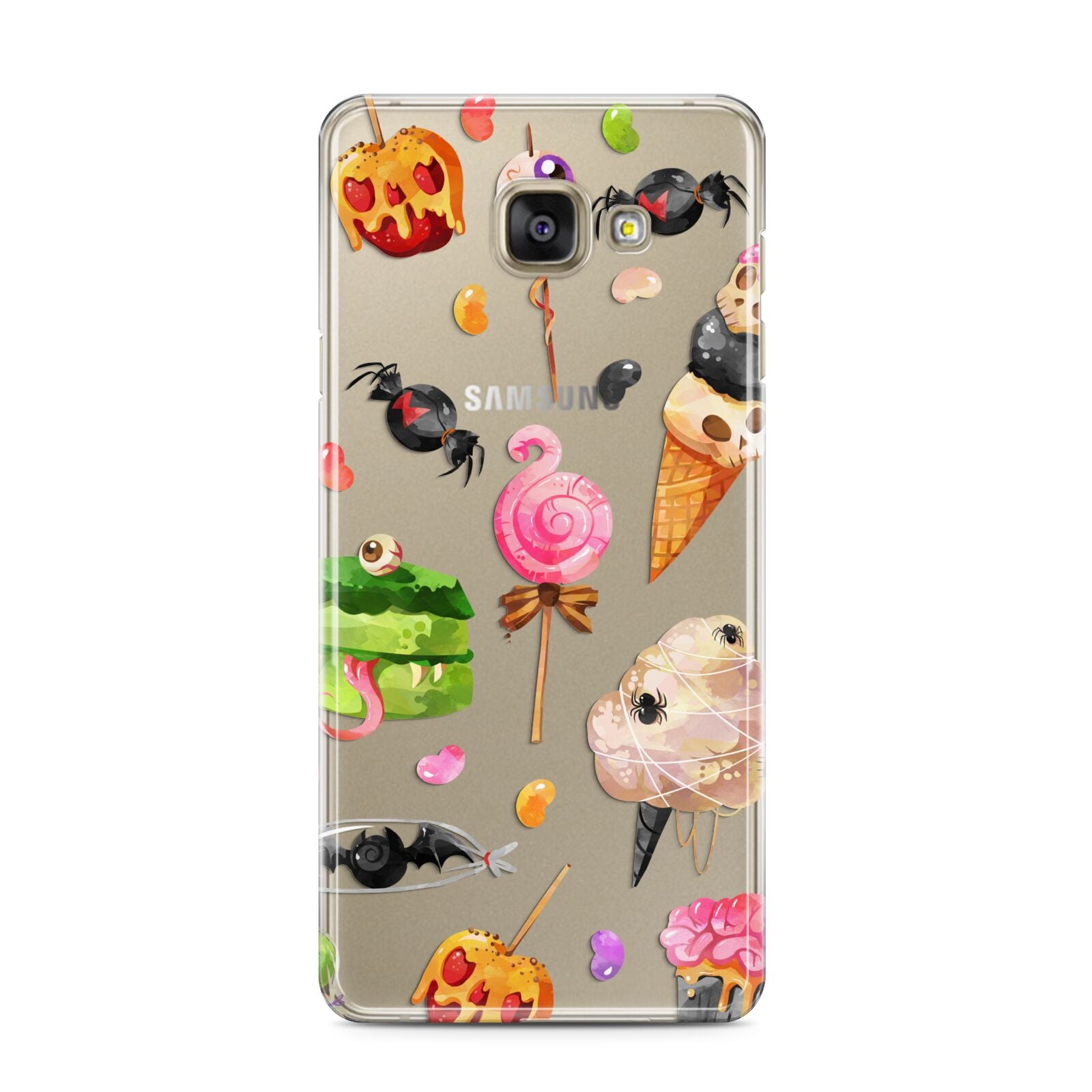 Halloween Cakes and Candy Samsung Galaxy A3 2016 Case on gold phone