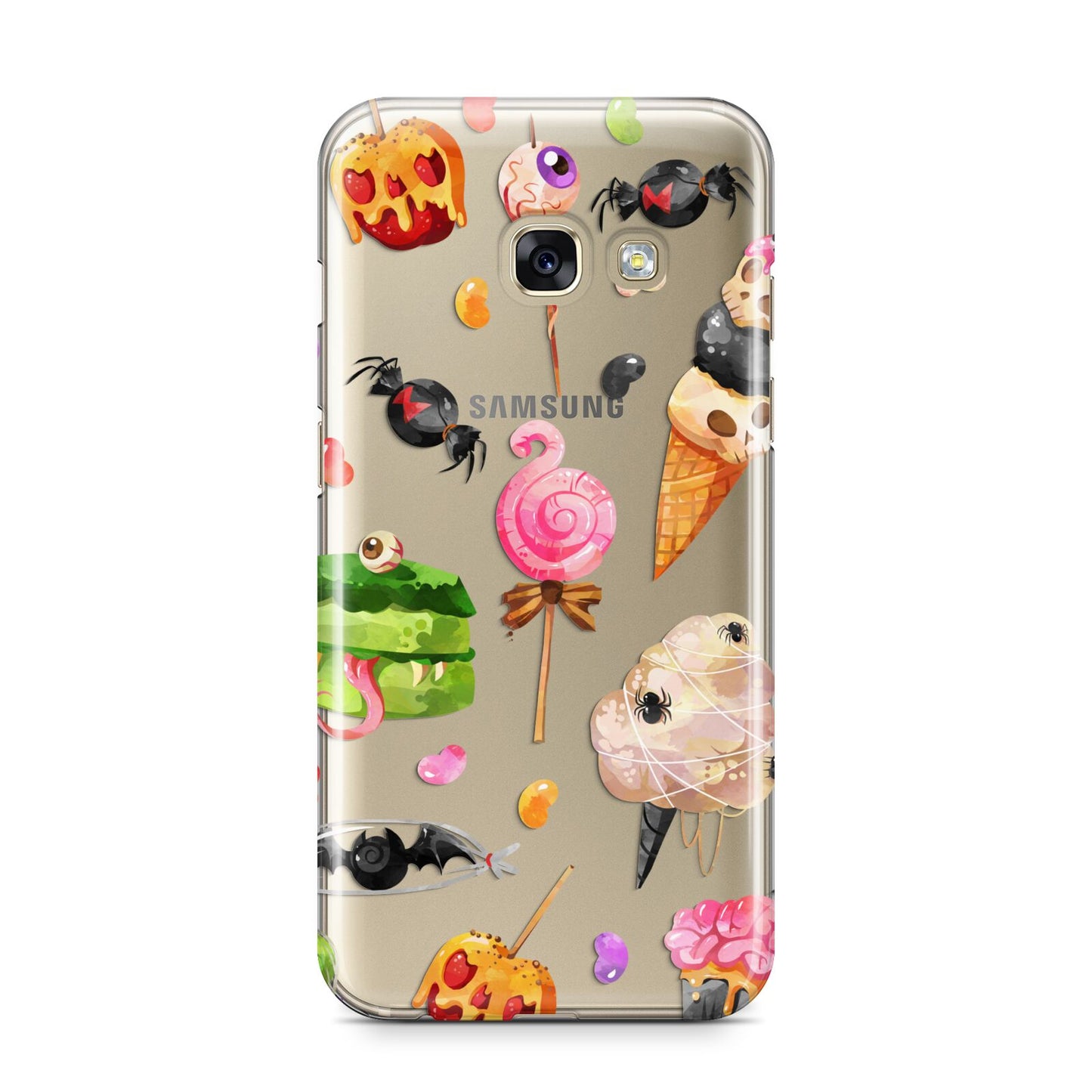 Halloween Cakes and Candy Samsung Galaxy A3 2017 Case on gold phone