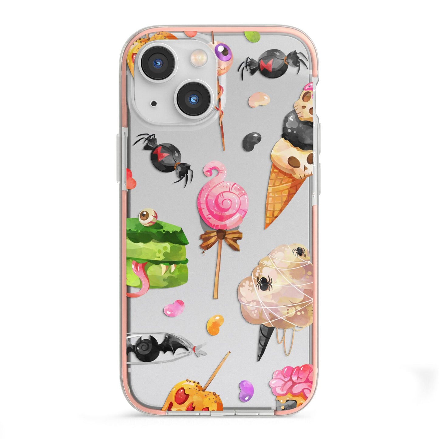 Halloween Cakes and Candy iPhone 13 Mini TPU Impact Case with Pink Edges