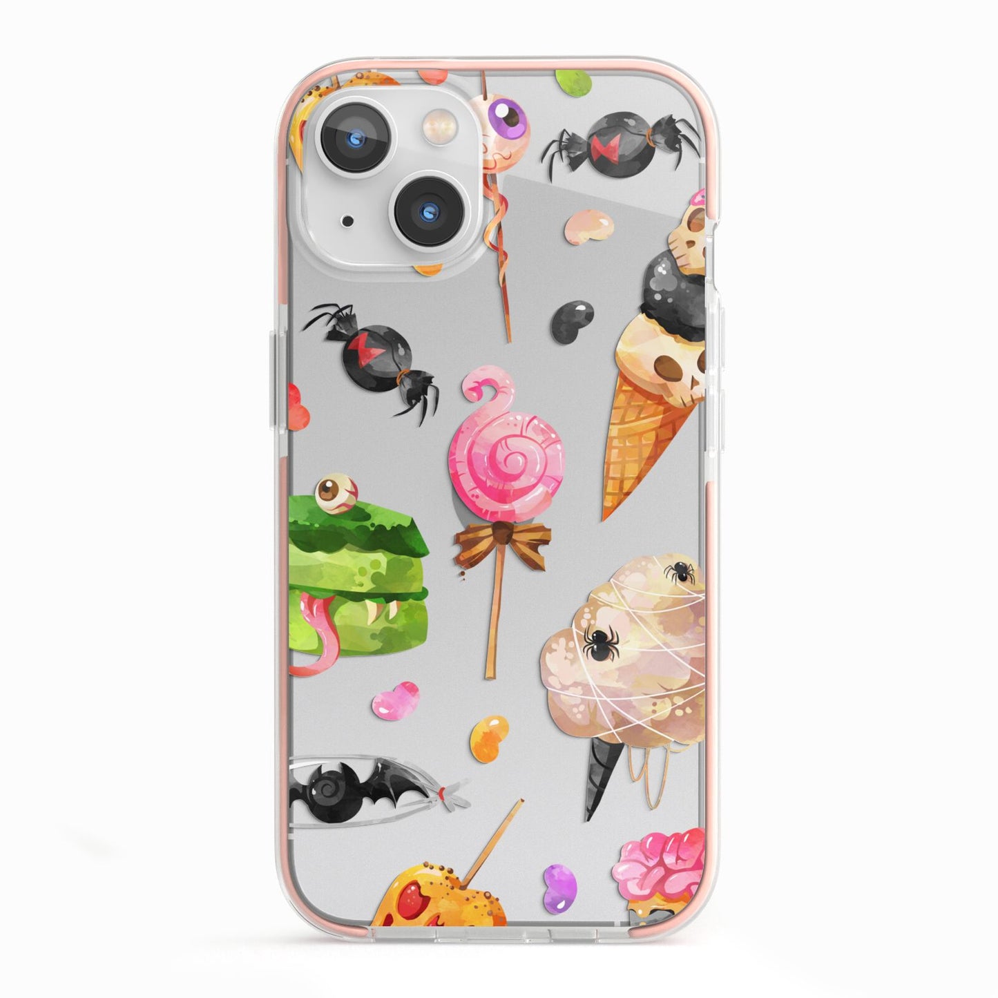 Halloween Cakes and Candy iPhone 13 TPU Impact Case with Pink Edges